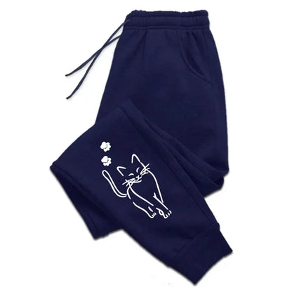 Hot Sales Womens Sweatpants Cat Printing Fashion Street Sports Pants Fitness Jogger Trousers Daily Casual Running Woman Pants