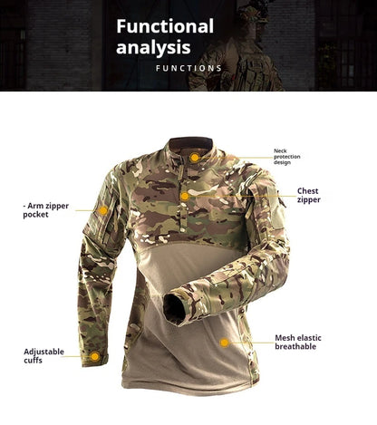 Tactical Shirt Combat Shirt Men Clothing Military Elasticity Man Shirt Camo T Shirt Multicam Army Long Shirt Hunting Clothes