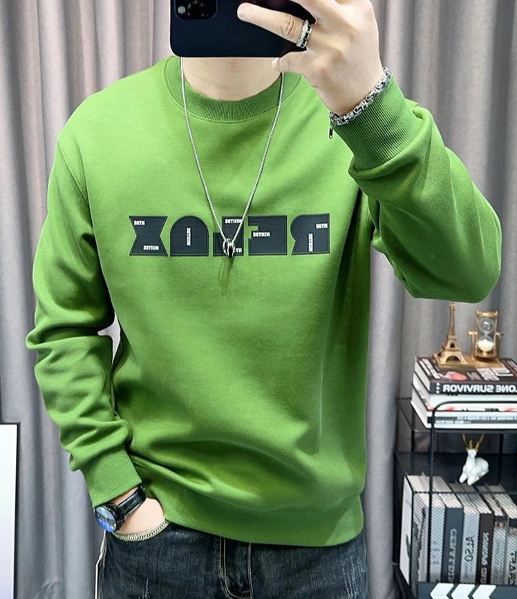 Man Pullover Green Graphic Cotton Printing Sweatshirts for Men New in Welcome Deal Streetwear Sweat Shirt Korean Style S Overfit
