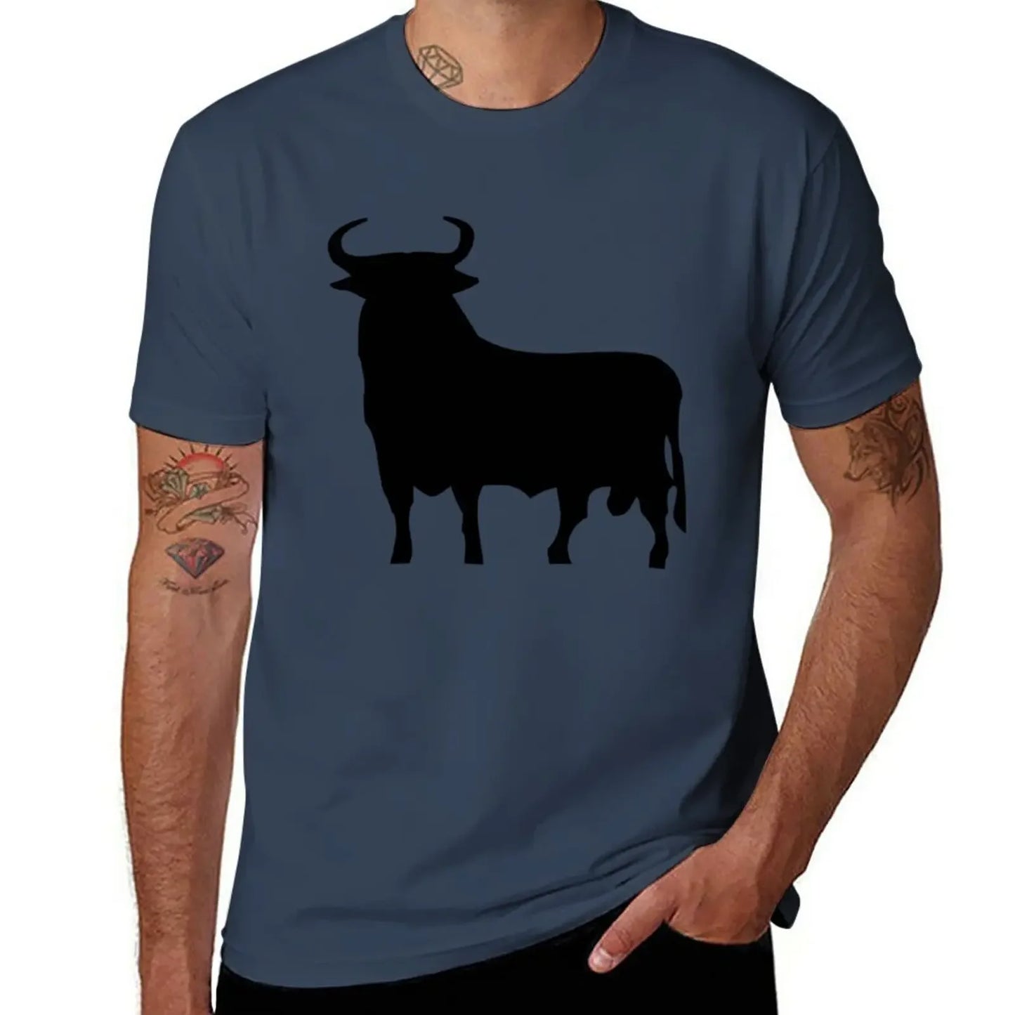 hippie clothes man clothes sweat shirt summer clothes Men's t-shirts New Spanish Bull T-Shirt