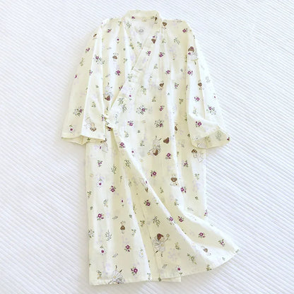 Ladies Cotton Kimono Bathrobe Loose Homewear Pajamas Robes for Women Multi Colors Printed Cardigan Sleep Wear Womens Robe
