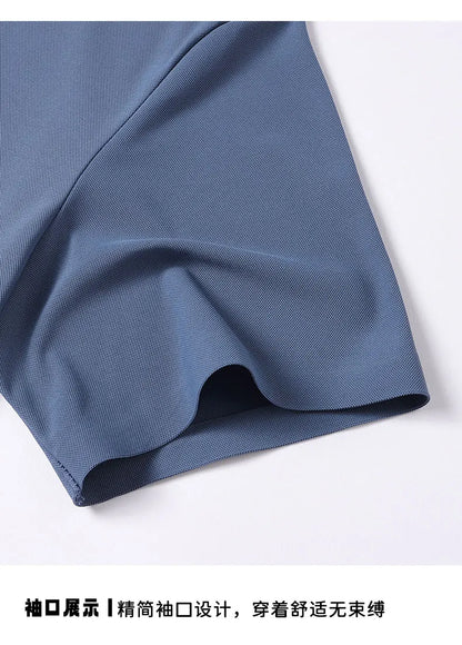 Polo Shirt Men Summer New High Quality Mens Short-Sleeved Polo Shirt Ice Silk Men's Business Casual Polo Shirt Size M-5XL 8888