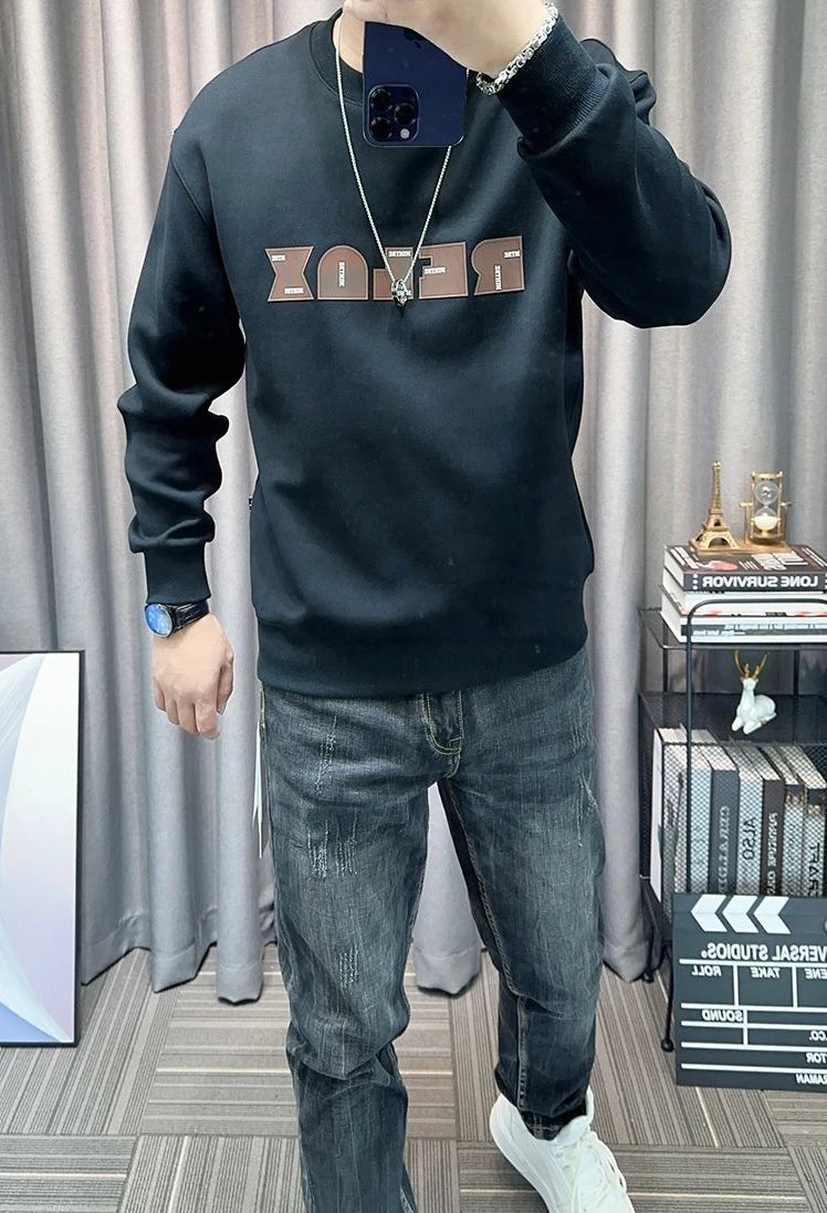 Man Pullover Green Graphic Cotton Printing Sweatshirts for Men New in Welcome Deal Streetwear Sweat Shirt Korean Style S Overfit