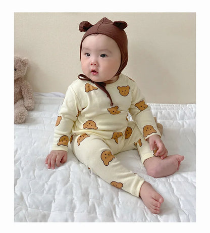 0-3Y Baby Pajama Suit Toddler Boys Sleep Wear Infant Girls Pyjama Cartoon Print Night Wear