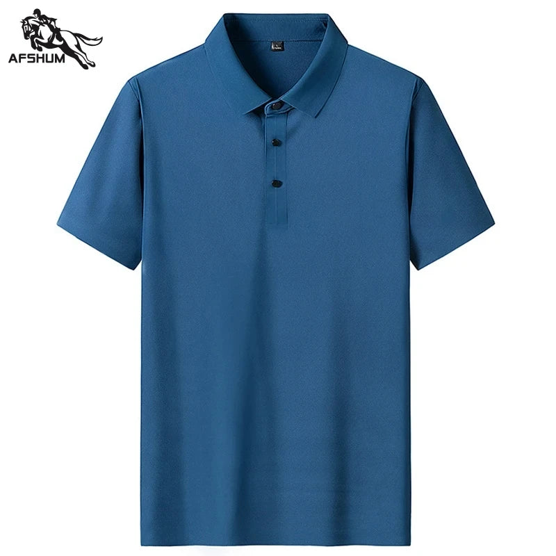 Polo Shirt Men Summer New High Quality Mens Short-Sleeved Polo Shirt Ice Silk Men's Business Casual Polo Shirt Size M-5XL 8888