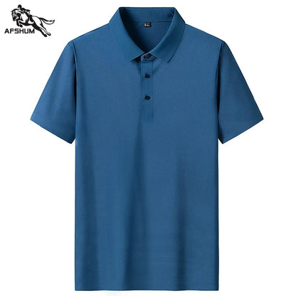 Polo Shirt Men Summer New High Quality Mens Short-Sleeved Polo Shirt Ice Silk Men's Business Casual Polo Shirt Size M-5XL 8888
