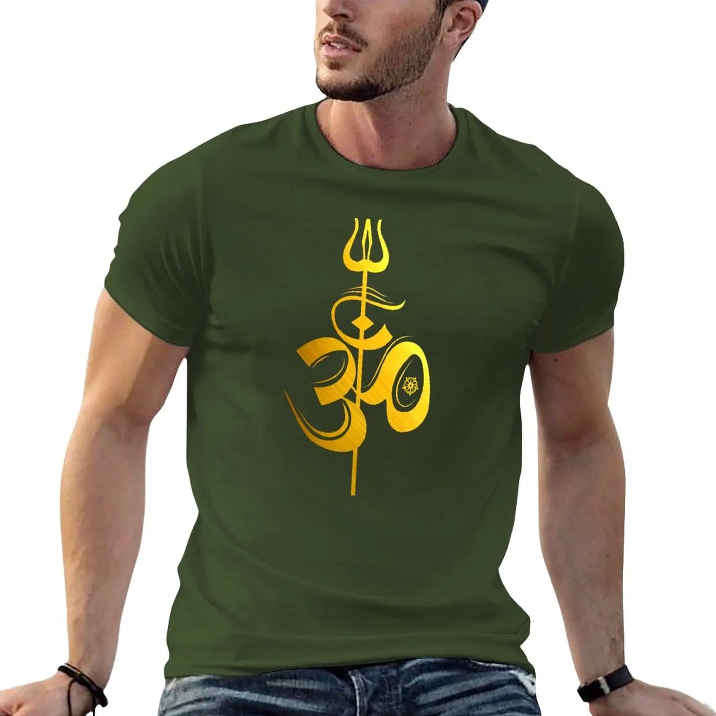 OM Lord Shiva Divine Spear Trident Trishul T Shirt T-Shirt sweat shirt mens graphic t-shirts anime