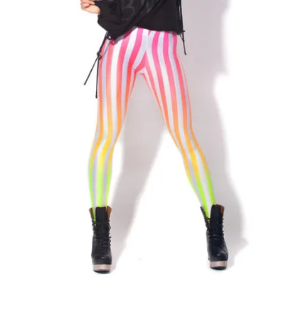 New Sexy Women Legging Black White Stripe Printing Fitness leggins Fashion Slim High Waist Leggings Woman Pants Christmas Gift