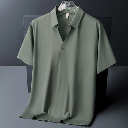 Polo Shirt Men M-6XL 7XL 8XL Summer New High Quality Mens Short-Sleeved Polo Shirt Ice Silk Men's Business Casual Polo Shirt 561