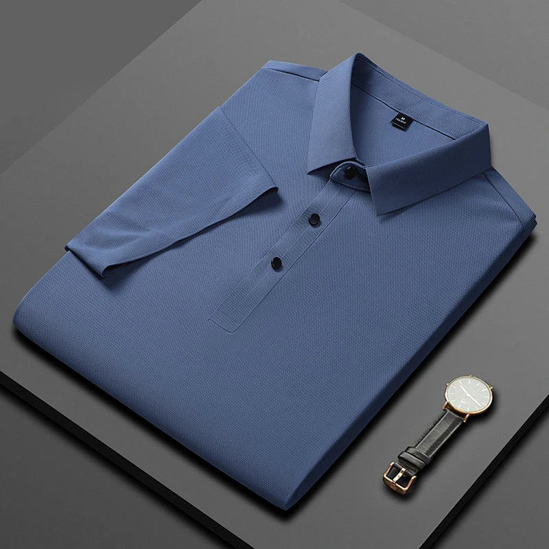 Polo Shirt Men Summer New High Quality Mens Short-Sleeved Polo Shirt Ice Silk Men's Business Casual Polo Shirt Size M-5XL 8888