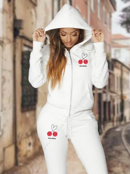 Women's Tracksuit Aesthetic Zipper Cardigan High quality Hoodies Sweatshirts Sweatpantssportwear Woman Pants Sets 2 Piece Suit