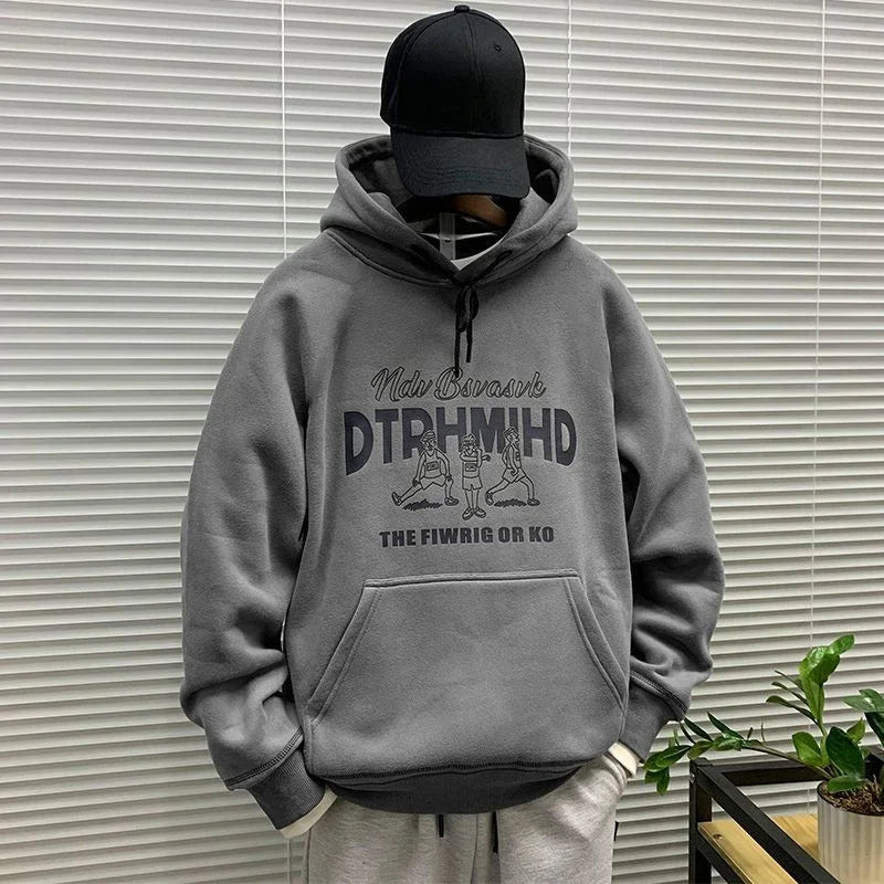 Men's Hooded Sweatshirt New In Korean Style Harajuku Fashion Sweat Shirt Loose Male Hoodie Winter Aesthetic Warm Tops Streetwear
