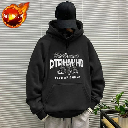 Men's Hooded Sweatshirt New In Korean Style Harajuku Fashion Sweat Shirt Loose Male Hoodie Winter Aesthetic Warm Tops Streetwear