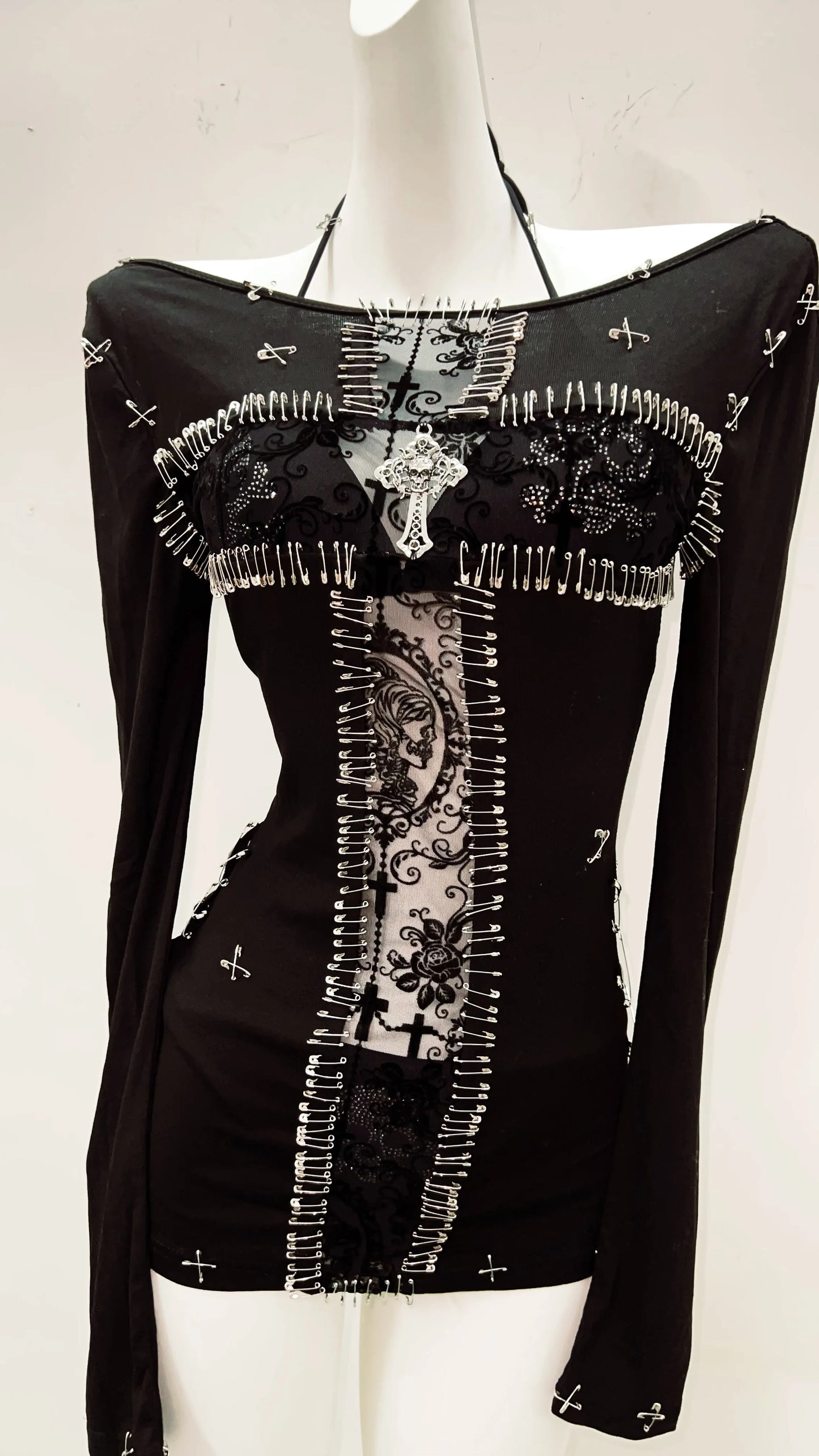y2k fashion y2k clothes y2k crop top gothic clothes vintage shirt y2k shirt Gothic shirt Punk shirt Harajuku shirt Cross shirt