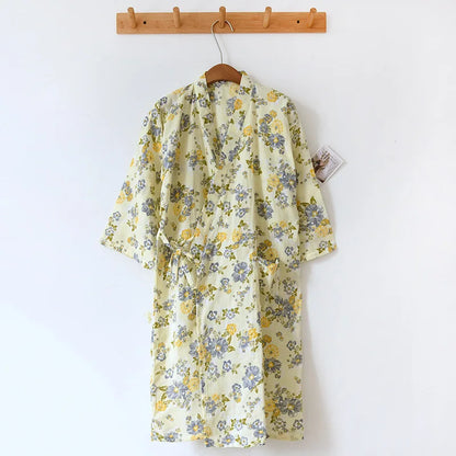 Ladies Cotton Kimono Bathrobe Loose Homewear Pajamas Robes for Women Multi Colors Printed Cardigan Sleep Wear Womens Robe