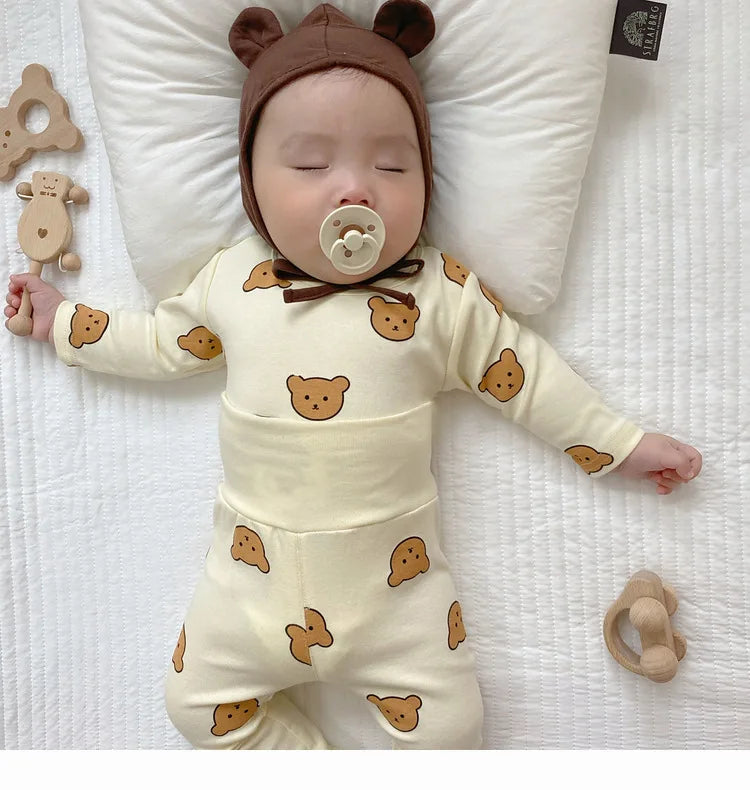 0-3Y Baby Pajama Suit Toddler Boys Sleep Wear Infant Girls Pyjama Cartoon Print Night Wear