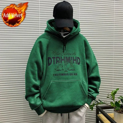 Men's Hooded Sweatshirt New In Korean Style Harajuku Fashion Sweat Shirt Loose Male Hoodie Winter Aesthetic Warm Tops Streetwear