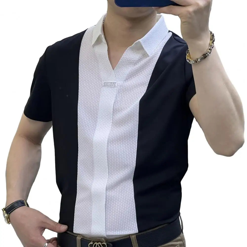Men Short Sleeve Shirt Summer Casual Comfort Pure Color Top Shirt Business Style Suit Pants Men Shirt Casual T shirt