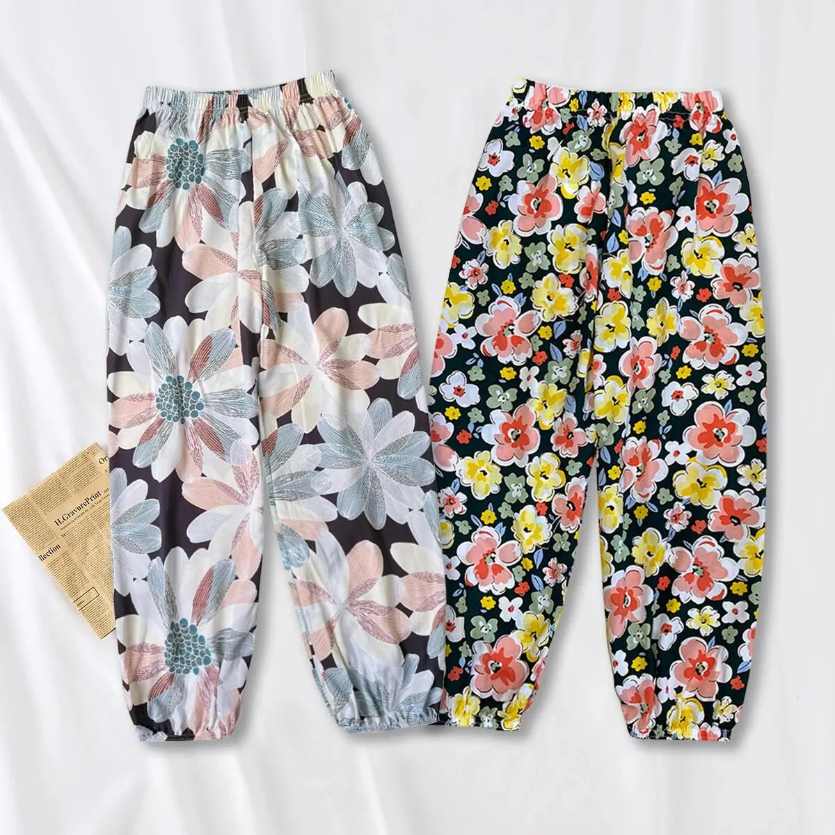 Women Casual Loose Cozy Pants Elastic Pants Feet Harem Pants Sweatpants Pants Summer Beach Pants Elastic Waistband
