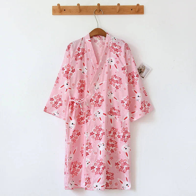 Ladies Cotton Kimono Bathrobe Loose Homewear Pajamas Robes for Women Multi Colors Printed Cardigan Sleep Wear Womens Robe