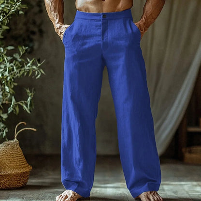 Men's Cotton and Linen Beach Pants Loose Straight Leg Pants Breathable Casual Pants Men's Cotton Pants, Men's Jogging Pants