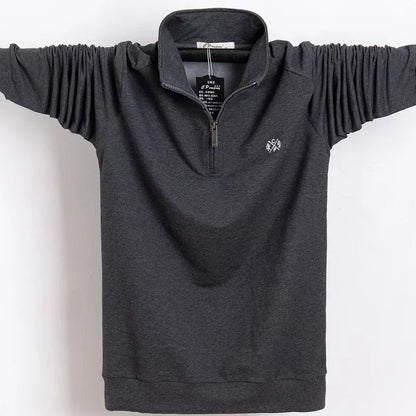Men Polo Shirt 2025 Pure Cotton Men Business Casual Male Polo Shirt Autumn Long Sleeve Stand Collar Polo Shirt Plus Size 5XL 6XL