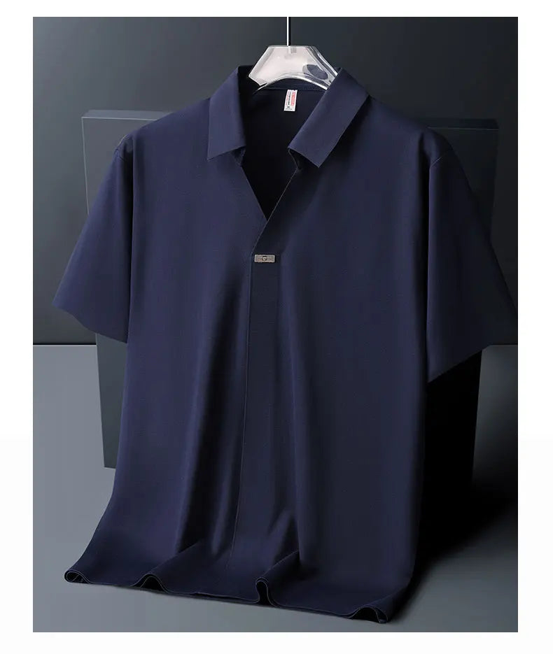 Polo Shirt Men M-6XL 7XL 8XL Summer New High Quality Mens Short-Sleeved Polo Shirt Ice Silk Men's Business Casual Polo Shirt 561