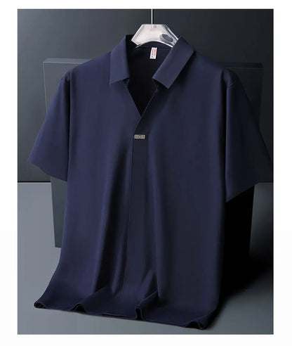 Polo Shirt Men M-6XL 7XL 8XL Summer New High Quality Mens Short-Sleeved Polo Shirt Ice Silk Men's Business Casual Polo Shirt 561