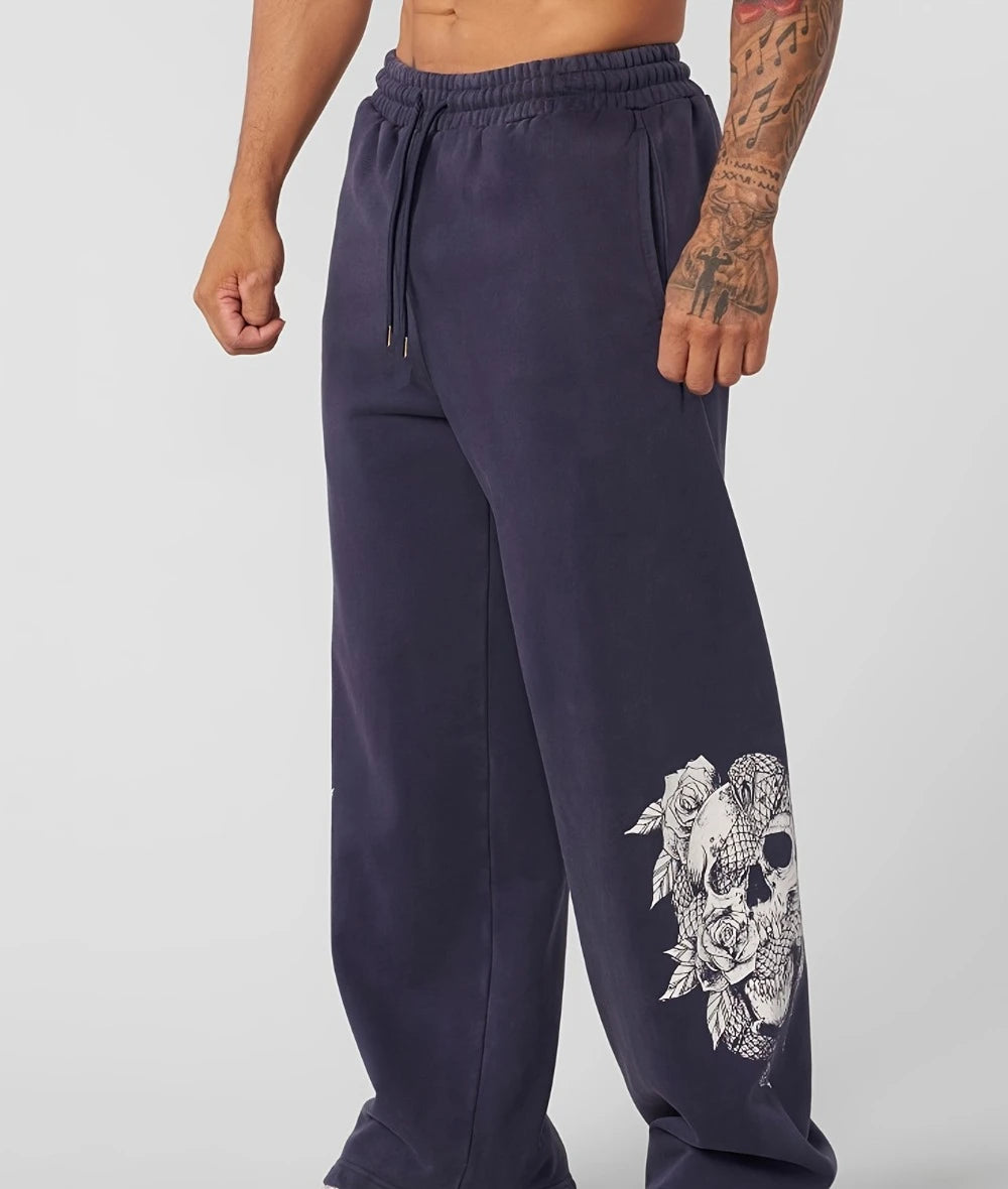 New Men's Outdoor Long Pants Trendy Sports Pants Wide Leg Straight Casual Pants Fitness Pants Loose Running Pants