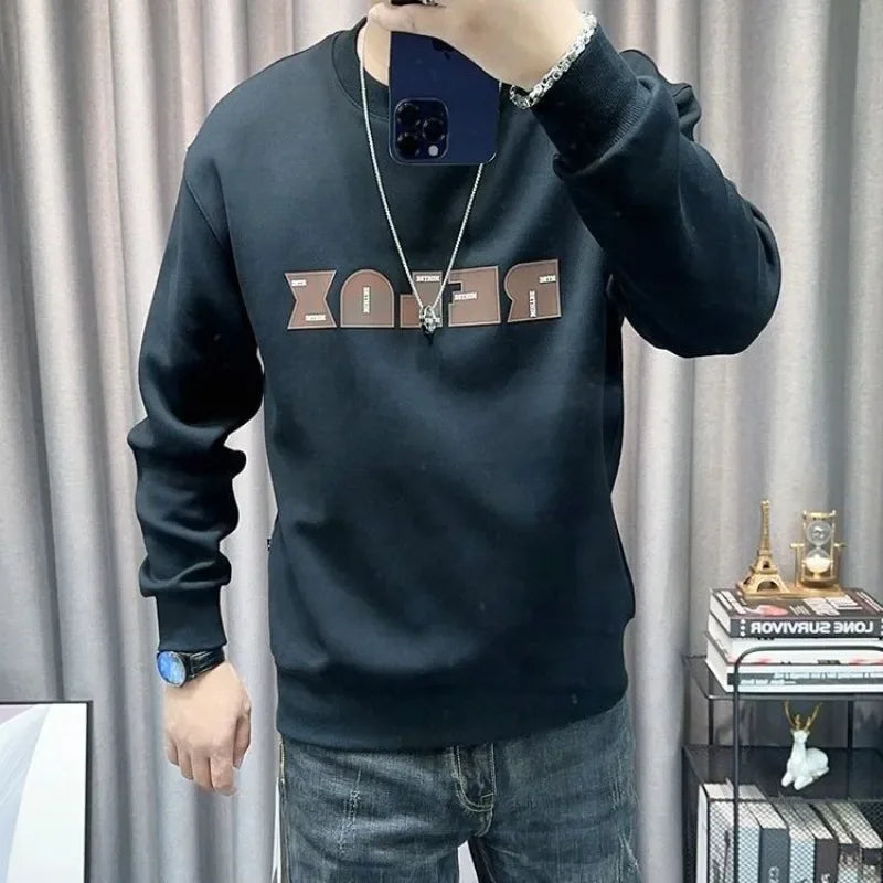 Man Pullover Green Graphic Cotton Printing Sweatshirts for Men New in Welcome Deal Streetwear Sweat Shirt Korean Style S Overfit
