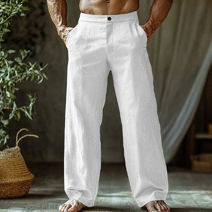 Men's Cotton and Linen Beach Pants Loose Straight Leg Pants Breathable Casual Pants Men's Cotton Pants, Men's Jogging Pants