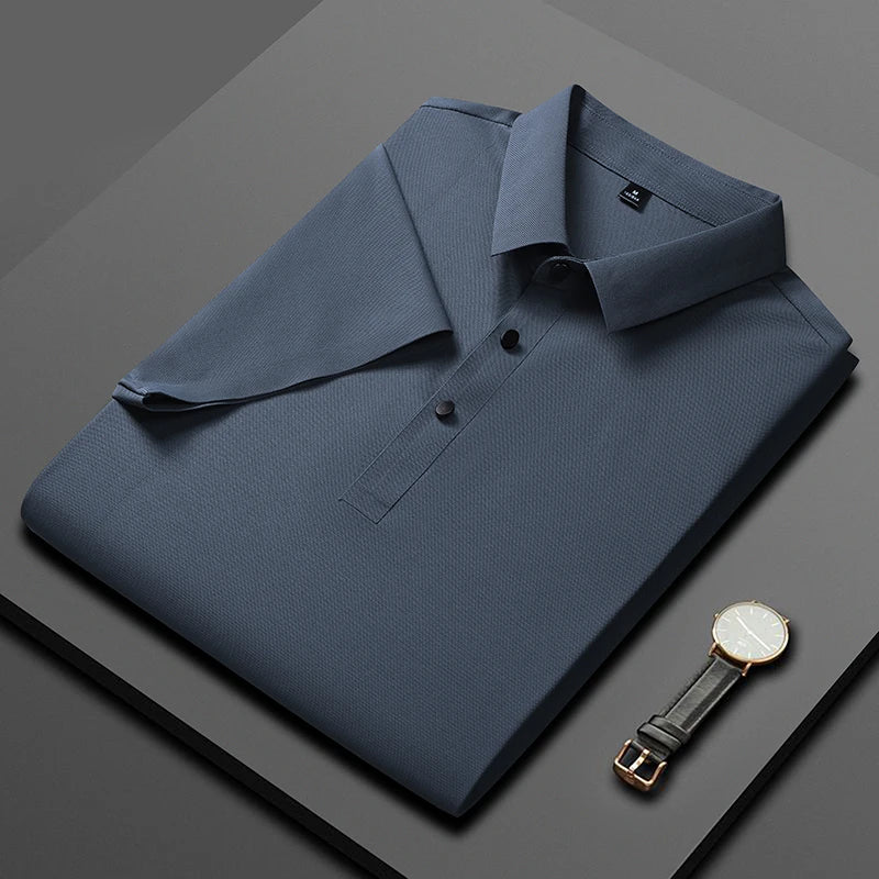Polo Shirt Men Summer New High Quality Mens Short-Sleeved Polo Shirt Ice Silk Men's Business Casual Polo Shirt Size M-5XL 8888