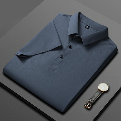 Polo Shirt Men Summer New High Quality Mens Short-Sleeved Polo Shirt Ice Silk Men's Business Casual Polo Shirt Size M-5XL 8888