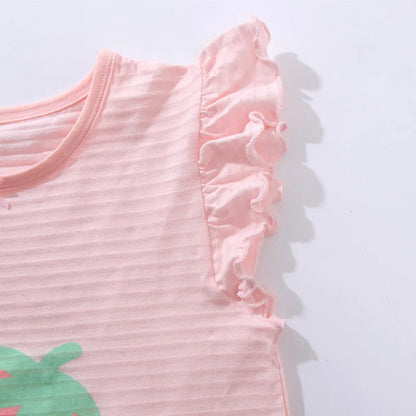 Girl Strawberry Prints Nightgown Dress Cotton Soft Breathable Kids Sleep Wear Quality Home Wear Size 110-170