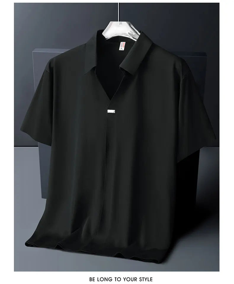 Polo Shirt Men M-6XL 7XL 8XL Summer New High Quality Mens Short-Sleeved Polo Shirt Ice Silk Men's Business Casual Polo Shirt 561