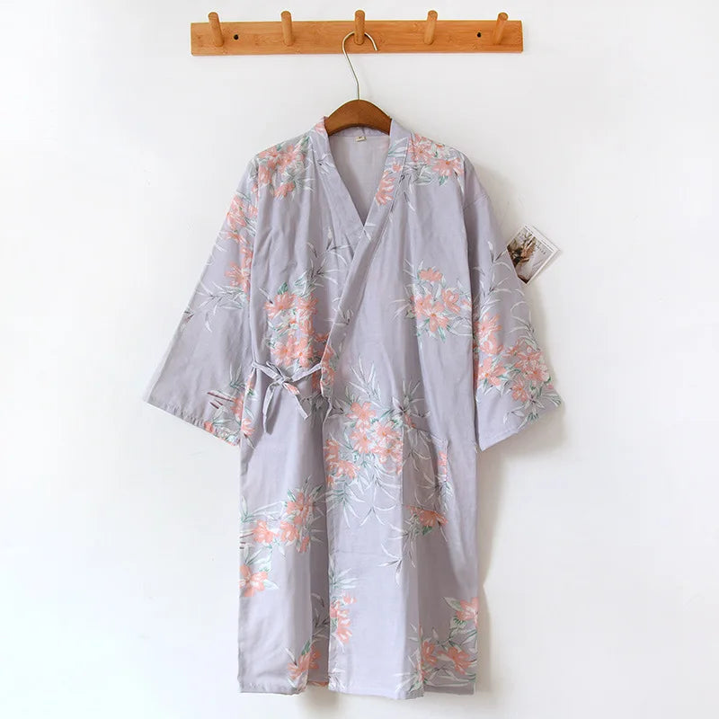 Ladies Cotton Kimono Bathrobe Loose Homewear Pajamas Robes for Women Multi Colors Printed Cardigan Sleep Wear Womens Robe