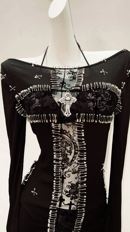 y2k fashion y2k clothes y2k crop top gothic clothes vintage shirt y2k shirt Gothic shirt Punk shirt Harajuku shirt Cross shirt