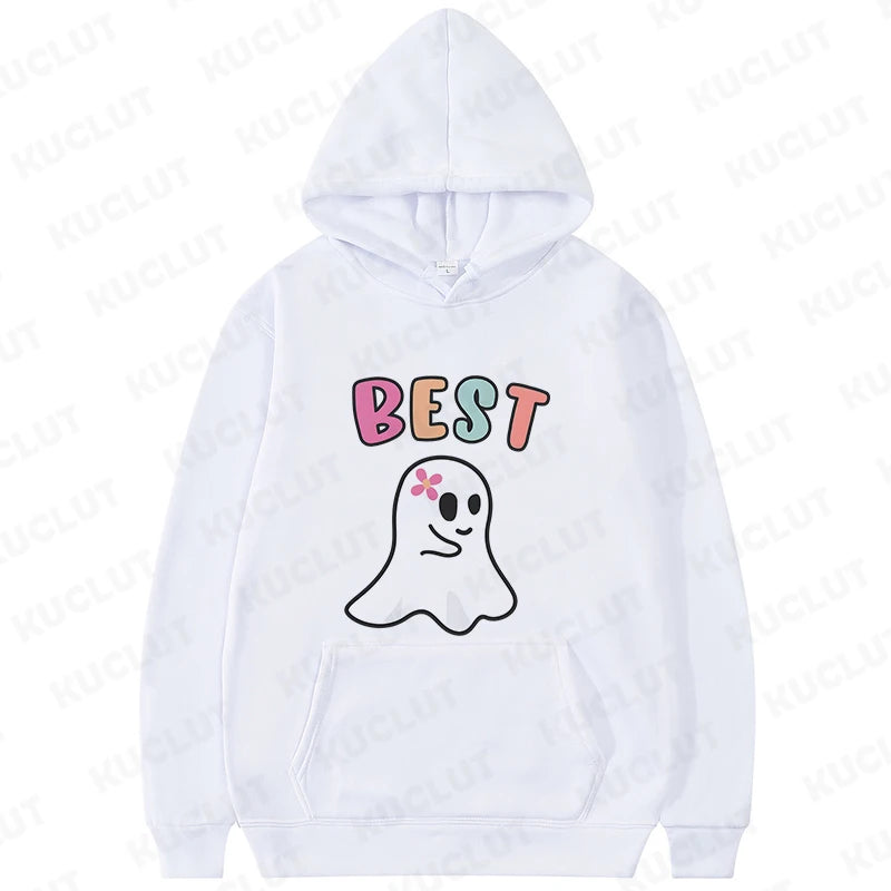 Matching Bestie Hoodies for Women Best Friend Matching Halloween Sweatshirts Funny Cute Boo Outerwears Harajuku Sweat-shirt