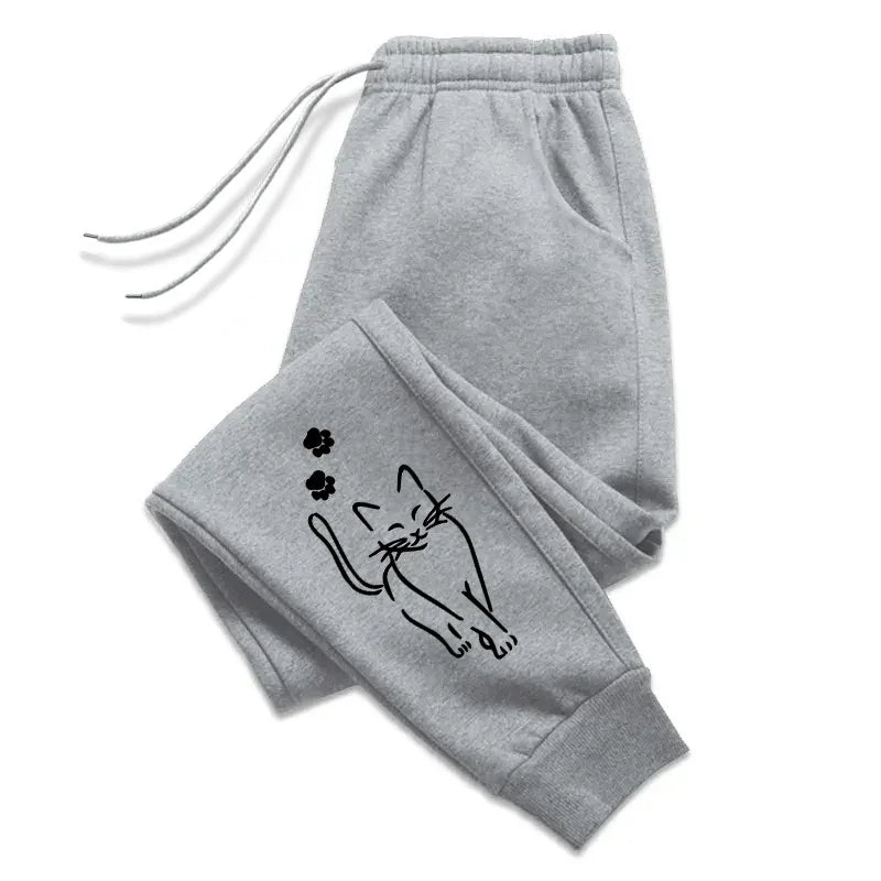 Hot Sales Womens Sweatpants Cat Printing Fashion Street Sports Pants Fitness Jogger Trousers Daily Casual Running Woman Pants