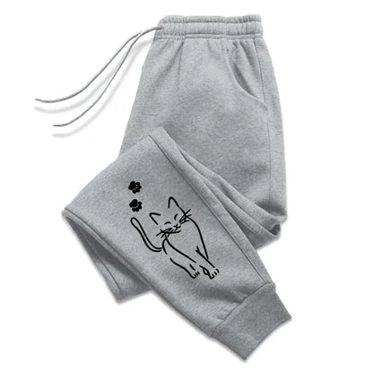 Hot Sales Womens Sweatpants Cat Printing Fashion Street Sports Pants Fitness Jogger Trousers Daily Casual Running Woman Pants