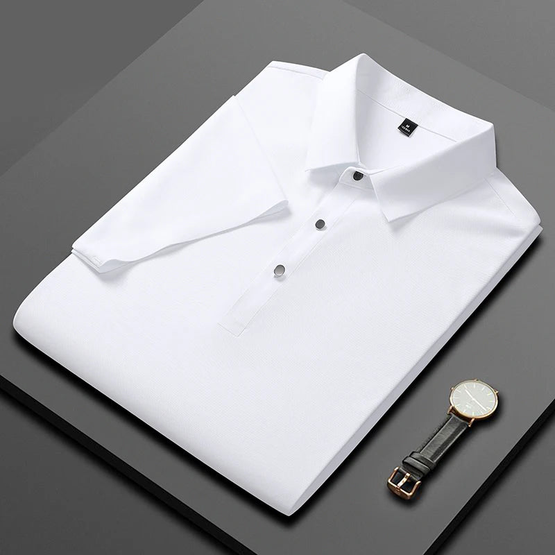 Polo Shirt Men Summer New High Quality Mens Short-Sleeved Polo Shirt Ice Silk Men's Business Casual Polo Shirt Size M-5XL 8888