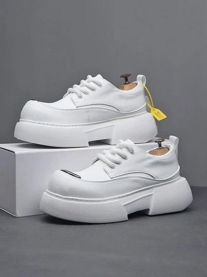 Luxury Silvery Man Shoes Platform Heightening Fashion Leather Shoes for Man Wear-resistant Lightweight Sneakers Shoes Men