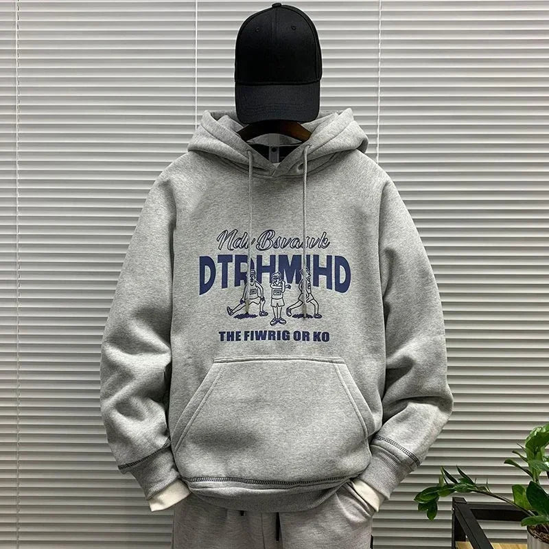 Men's Hooded Sweatshirt New In Korean Style Harajuku Fashion Sweat Shirt Loose Male Hoodie Winter Aesthetic Warm Tops Streetwear