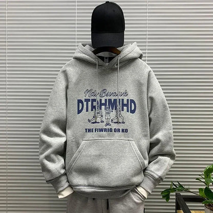 Men's Hooded Sweatshirt New In Korean Style Harajuku Fashion Sweat Shirt Loose Male Hoodie Winter Aesthetic Warm Tops Streetwear