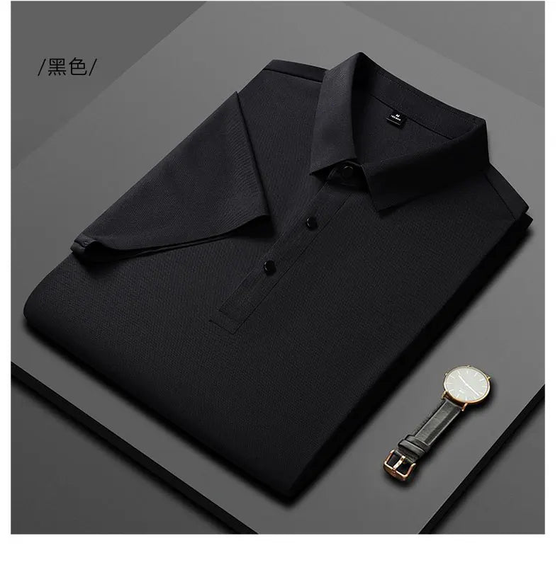 Polo Shirt Men Summer New High Quality Mens Short-Sleeved Polo Shirt Ice Silk Men's Business Casual Polo Shirt Size M-5XL 8888