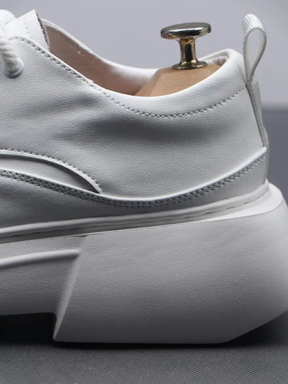 Luxury Silvery Man Shoes Platform Heightening Fashion Leather Shoes for Man Wear-resistant Lightweight Sneakers Shoes Men