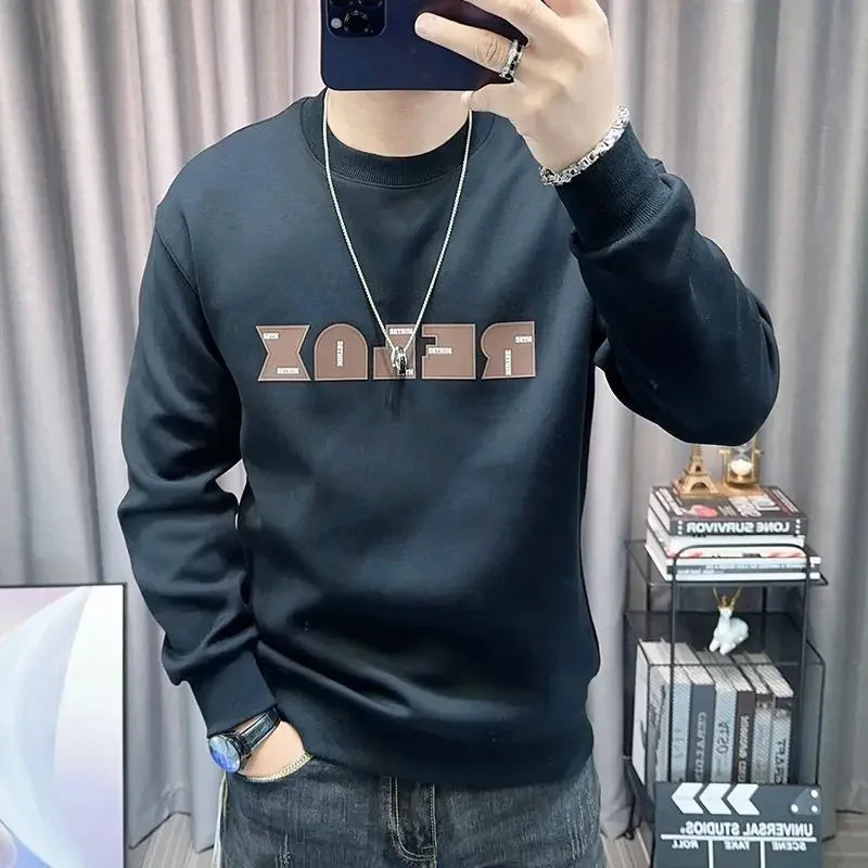 Man Pullover Green Graphic Cotton Printing Sweatshirts for Men New in Welcome Deal Streetwear Sweat Shirt Korean Style S Overfit