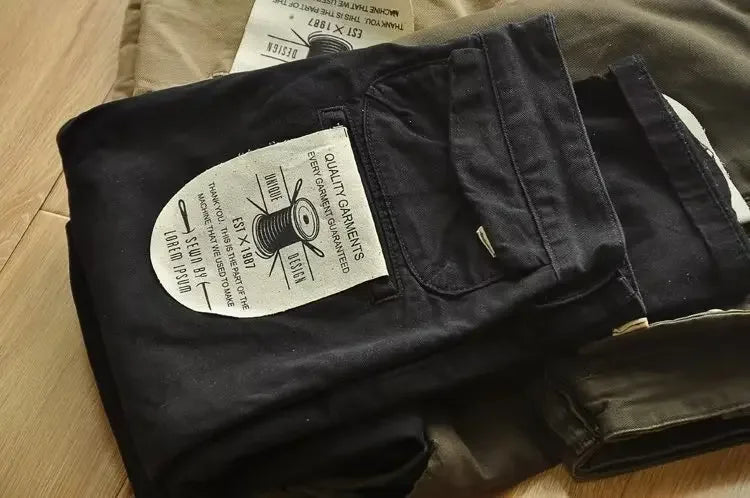 New Mens New Cargo Pants American Retro Heavy-duty Workwear Pants Man Wear-resistant Loose Straight Leg Pants Casual Trousers