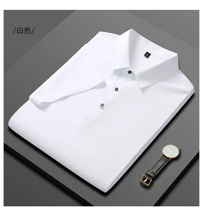 Polo Shirt Men Summer New High Quality Mens Short-Sleeved Polo Shirt Ice Silk Men's Business Casual Polo Shirt Size M-5XL 8888