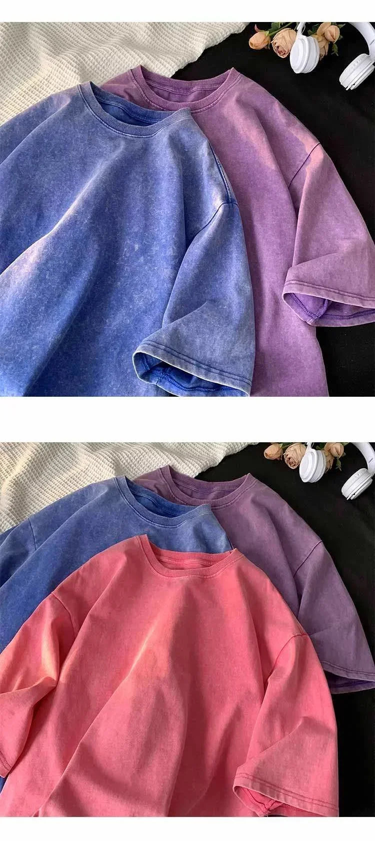 Men Vintage Washed T Shirt Streetwear Hip Hop Tops Casual Cotton Short Sleeve Tee Punk Harajuku Loose Fit T-Shirt For Men Women